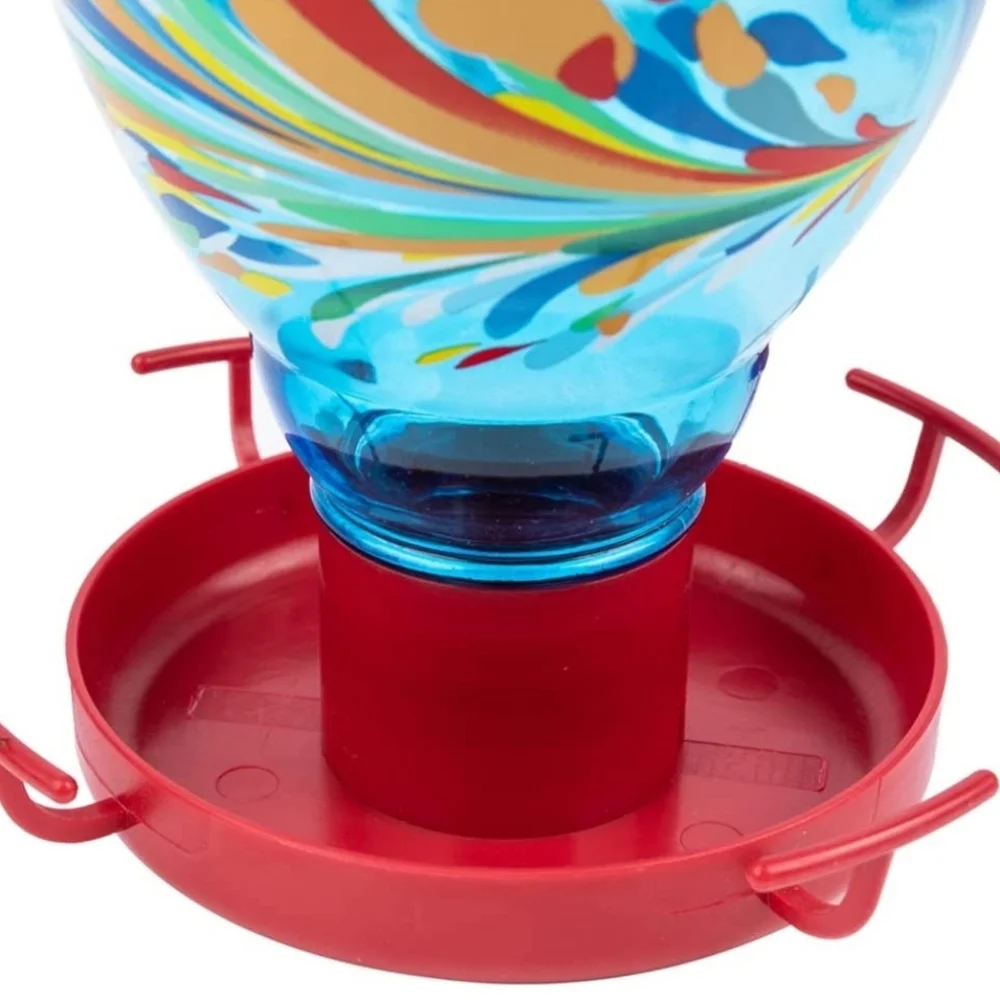 Colorful Glass Wild Bird Waterer 32 Oz Bird Water Feeder for Outdoors Garden Out